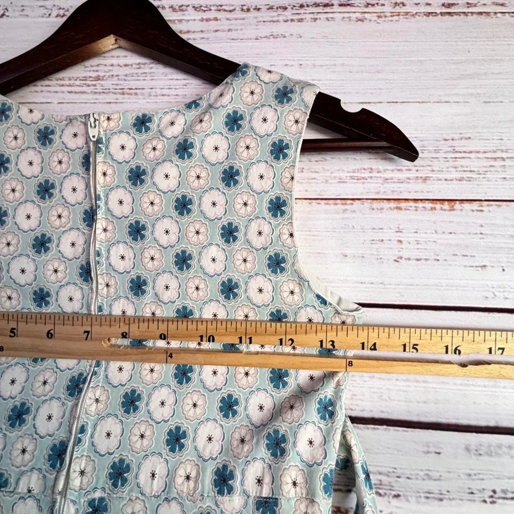 Handmade‎ Vintage Floral Sleeveless Dress Kids 10 Blue Pink Cottagecore Retro